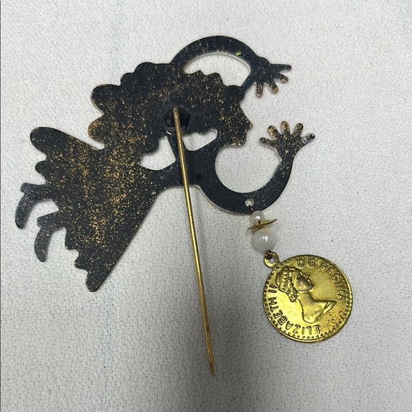 Karen Rossi Flying Girl Brooch with Yellow w/ Gold Accents Vintage - Picture 6 of 6